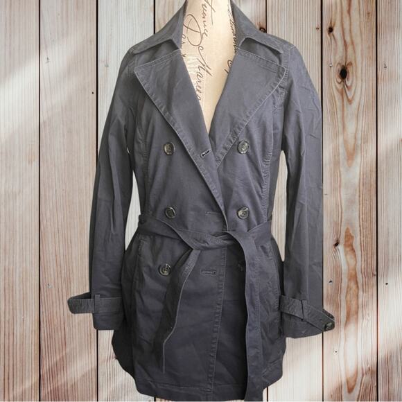 Sonoma Dark Blue Midi Length Trench Coat with Tie Size Medium - Picture 1 of 7